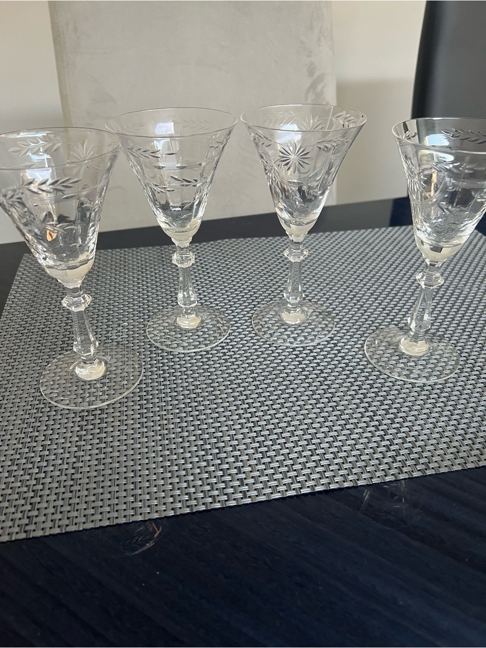 Glastonbury Lotus Hostess  Clear Crystal Stemware - Clear Glasses (Set of 4) 6”